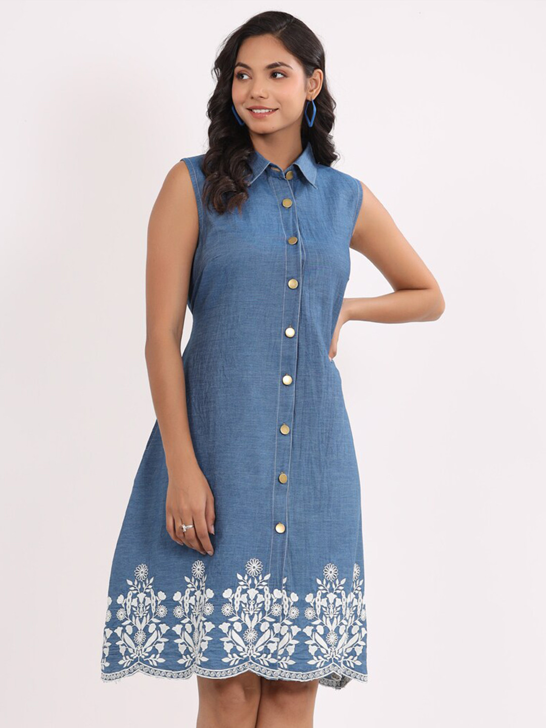 SUMAVI-FASHION Organic Cotton Denim Shirt Dress