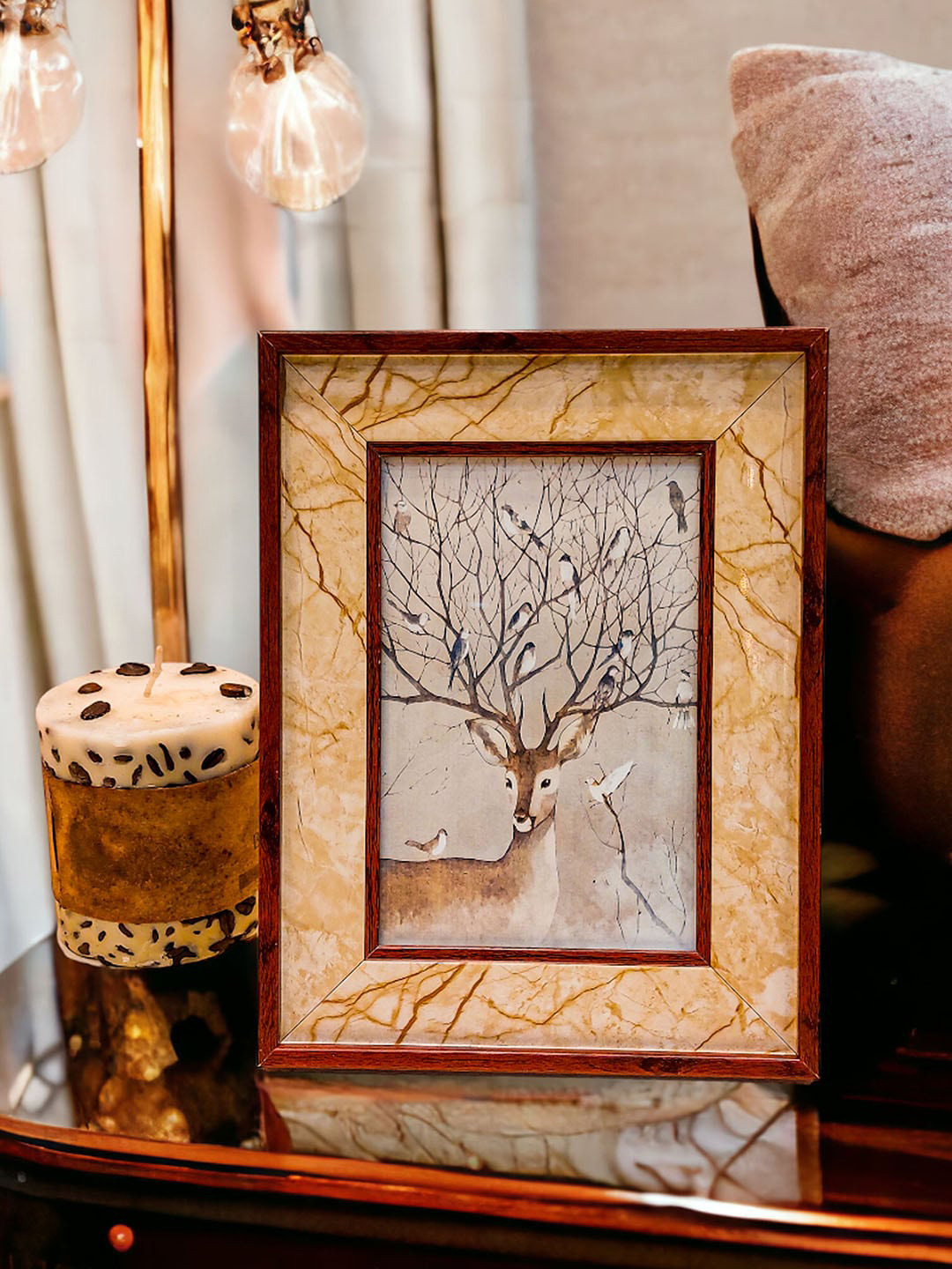 Art Street Gold Textured Wooden Table Top Photo Frames