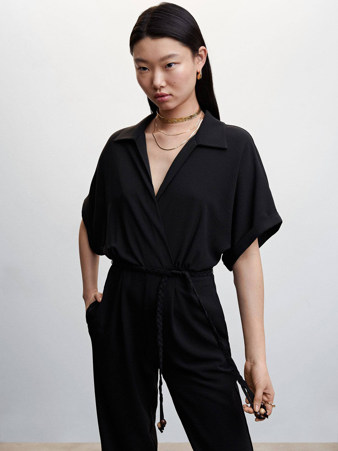 MANGO Belt Detail Wrap Style Jumpsuit