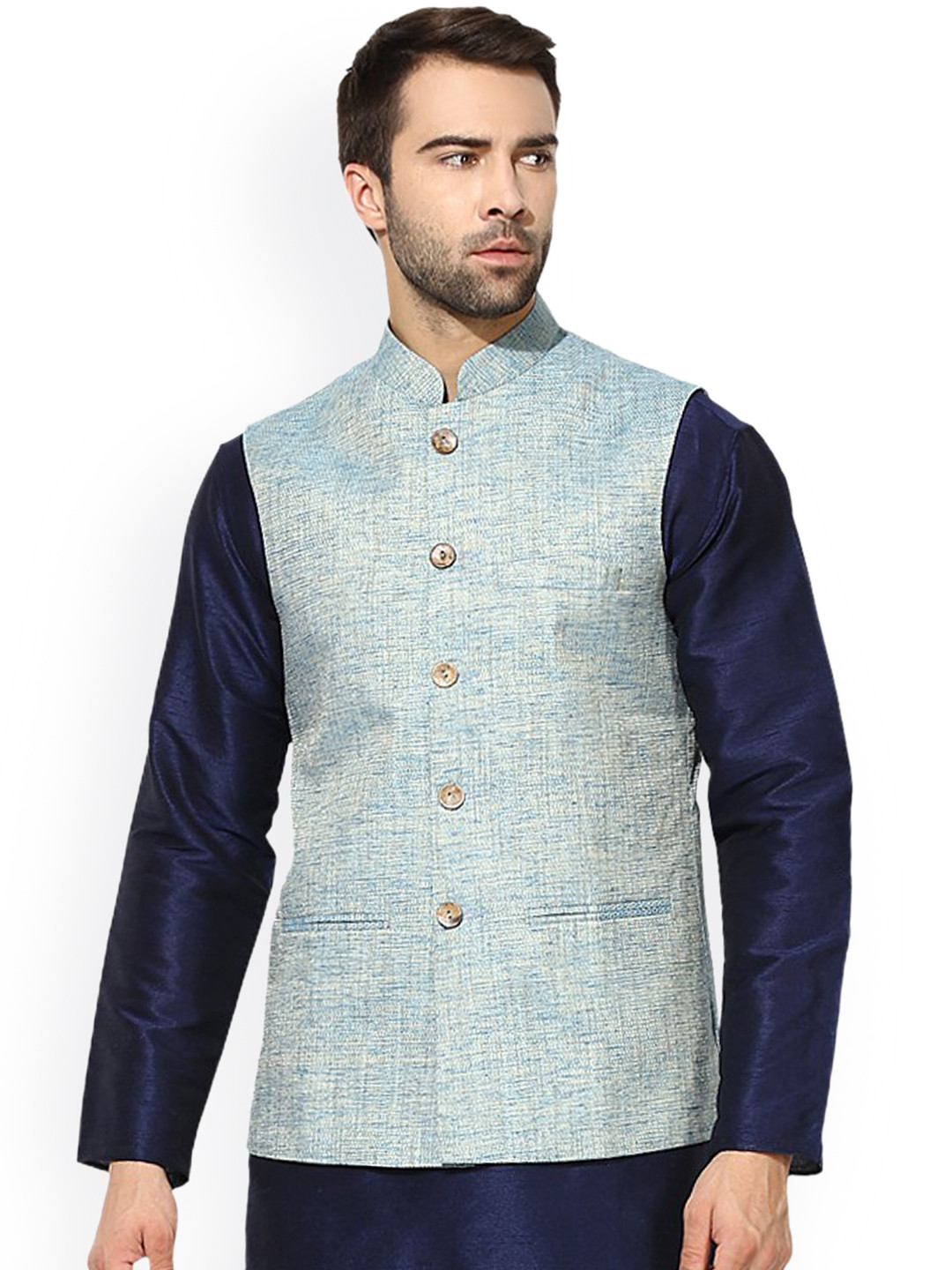 KISAH Blue Nehru Jacket