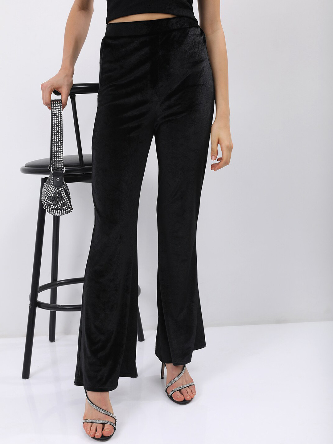Tokyo Talkies Women Black Flared Trousers