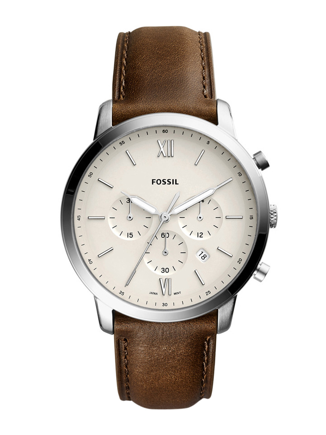 Fossil Men Cream-Coloured & Brown Analogue Watch