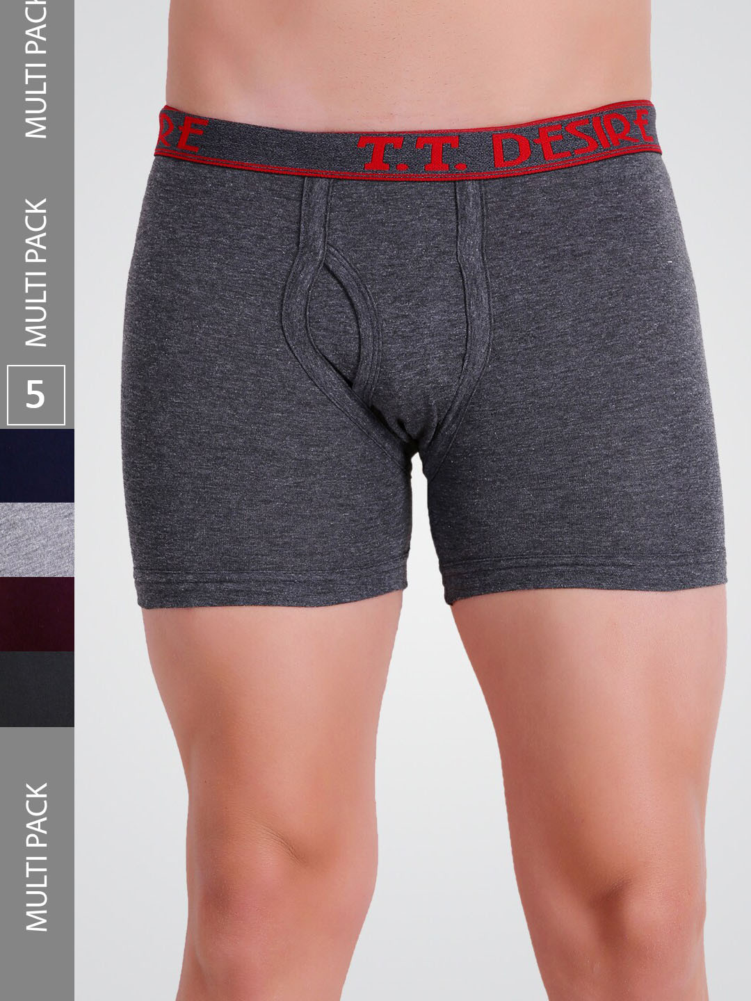T.T. Men Pack Of 5 Pure Cotton Trunks DES_FL_TE_P5_MIX1_75