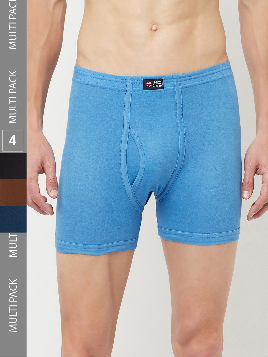 T.T. Men Jazz Fine Inner Elastic Pack Of 4 Pure Cotton Long Trunks