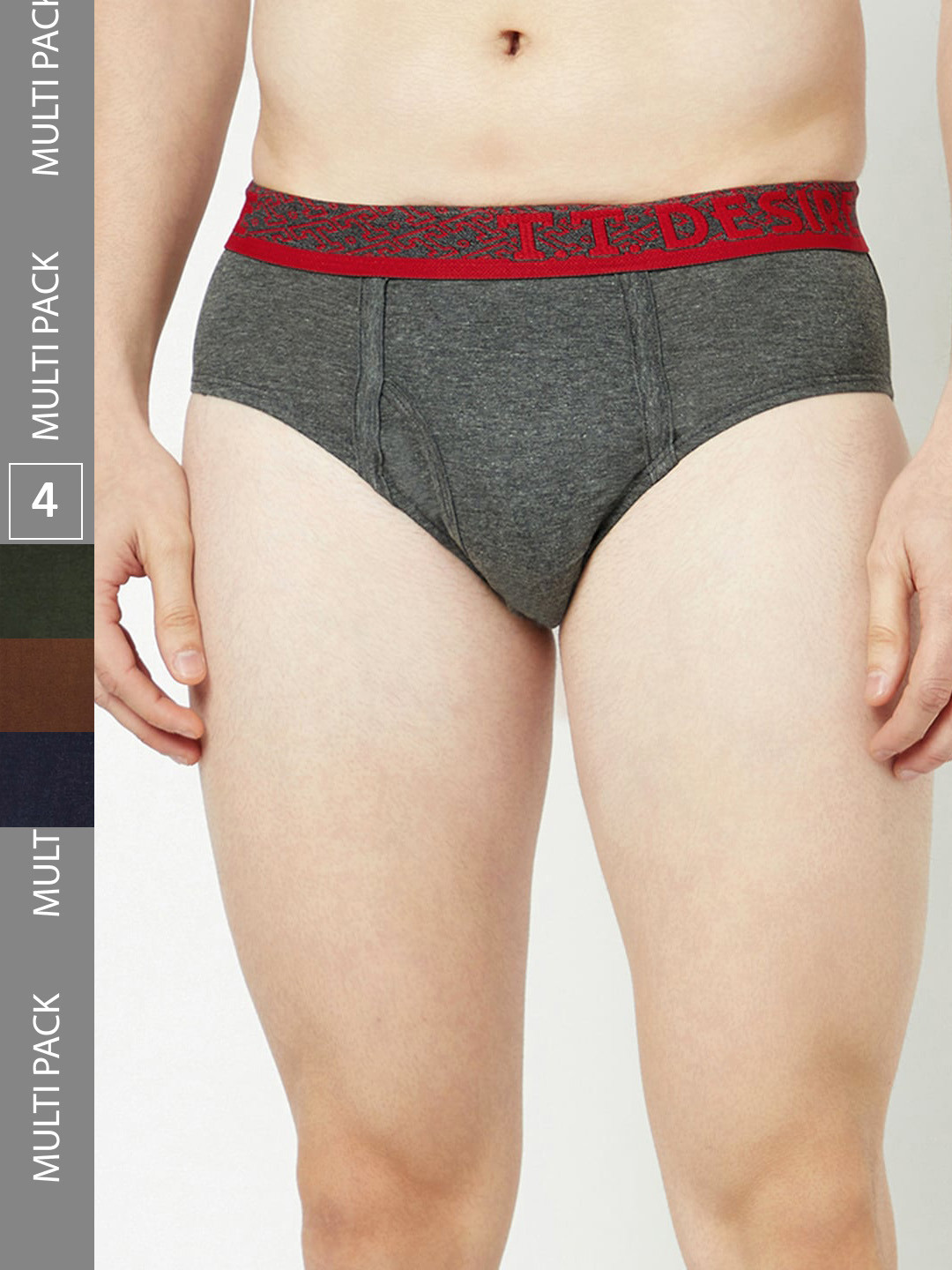 T.T. Mens Desire 100% Combed Cotton Front Open Brief Top Elastic Pack of 5 Assorted