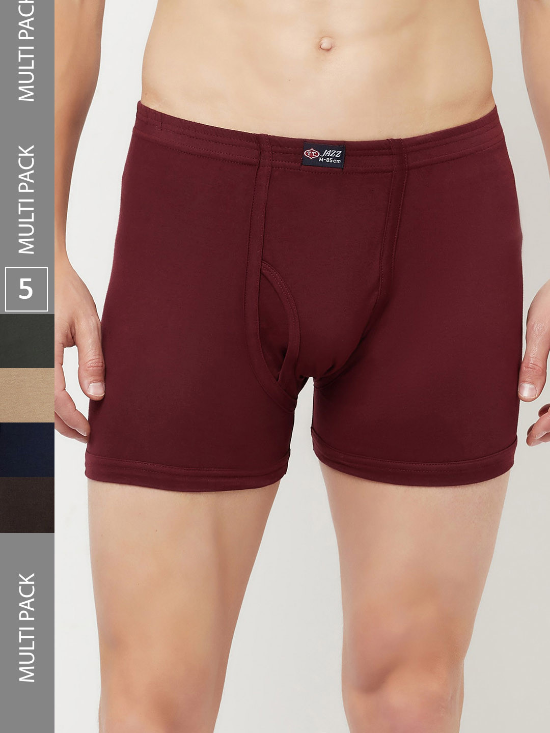 T.T. Jazz Mens Pack Of 5 Jazz Pure Cotton Long TrunksJAZ_FL_IE_PO5_MIX1_80