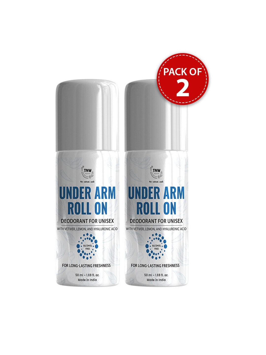 TNW the natural wash Set of 2 Long-Lasting Alcohol-Free Under Arm Roll On Deo - 50 ml each
