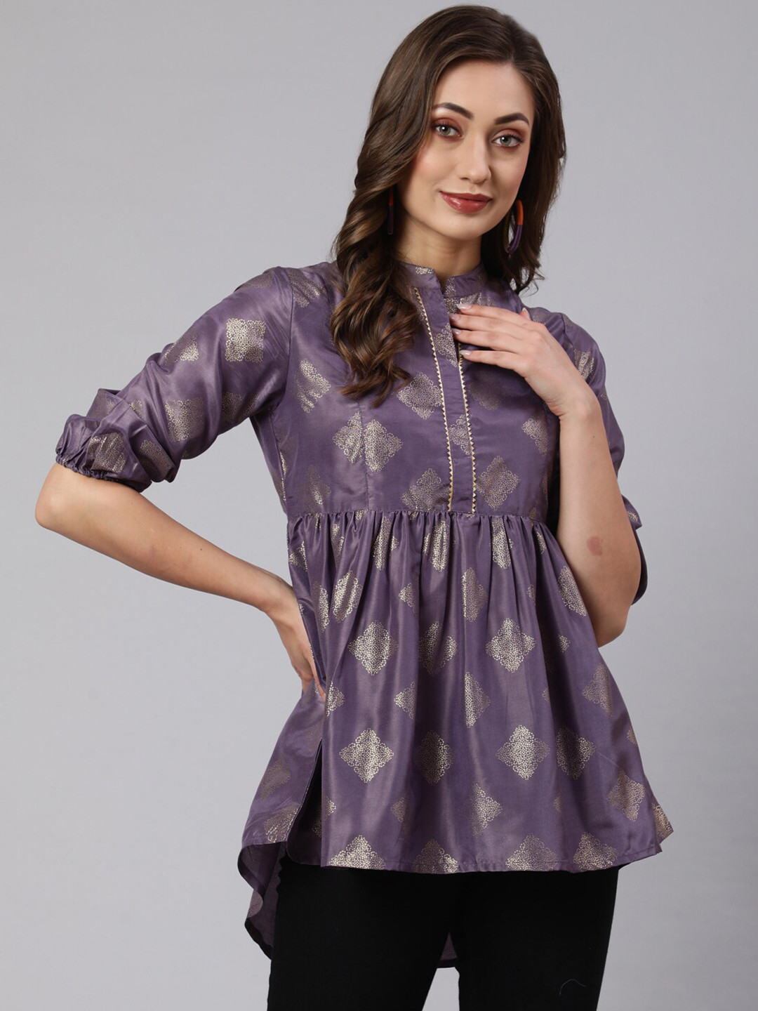 Jaipur Kurti Ethnic Motifs Printed Mandarin Collar Tunic