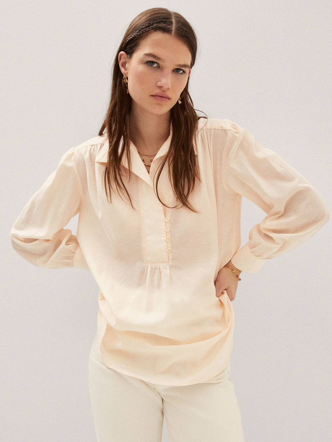 MANGO Oversized Shirt Style Top