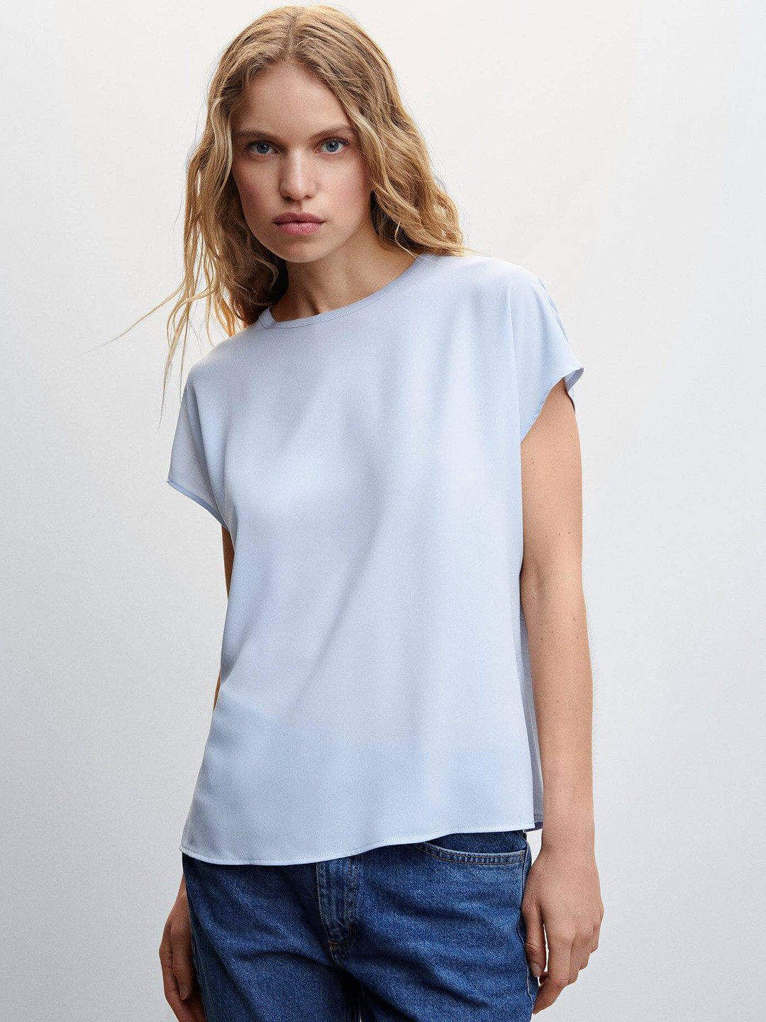 MANGO Women Solid Extended Sleeve T-shirt