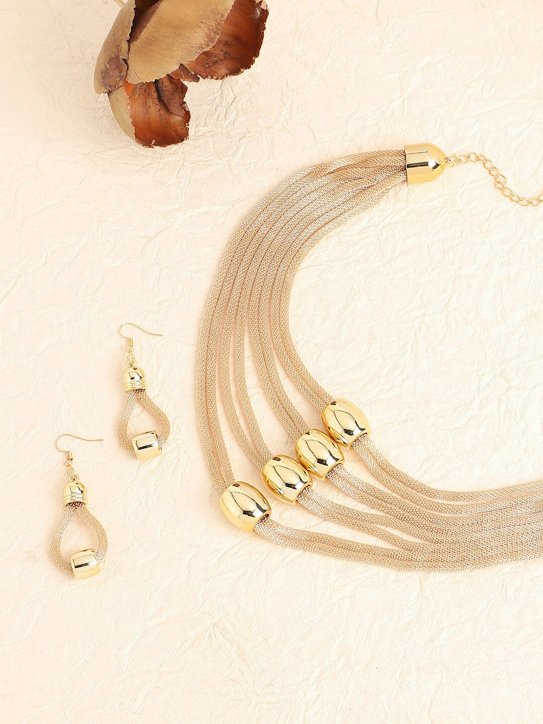 SOHI Gold-Plated Layered Designer Beads Jewellery Set