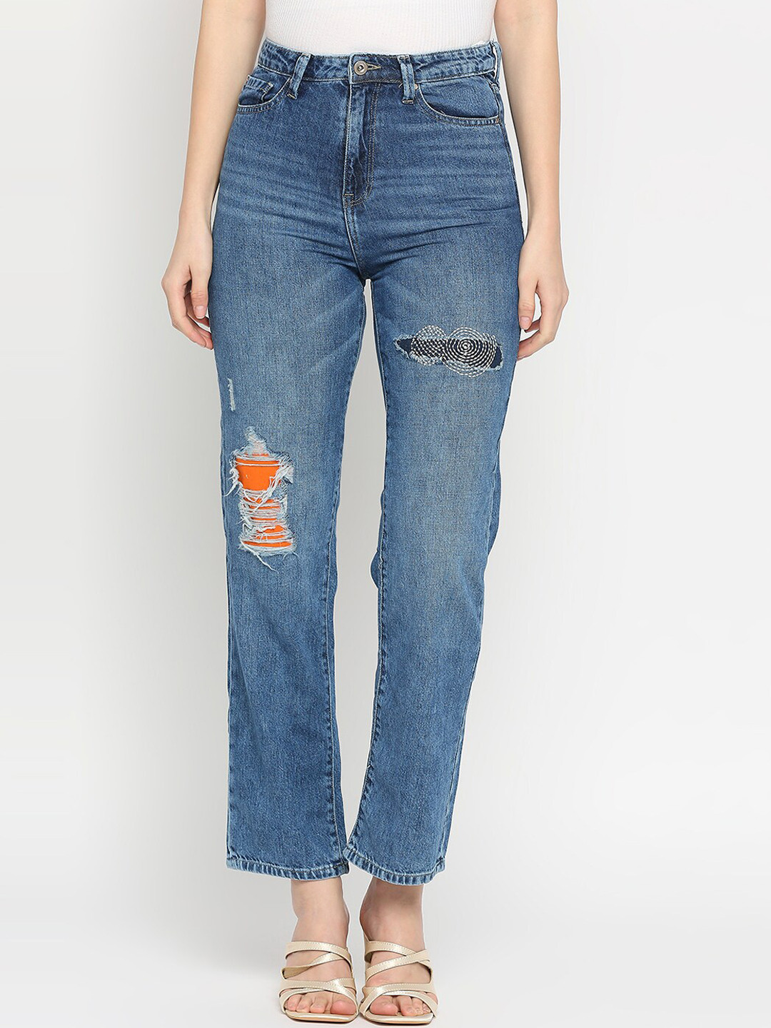 SPYKAR Men High-Rise Mildly Distressed Light Fade Cotton Jeans