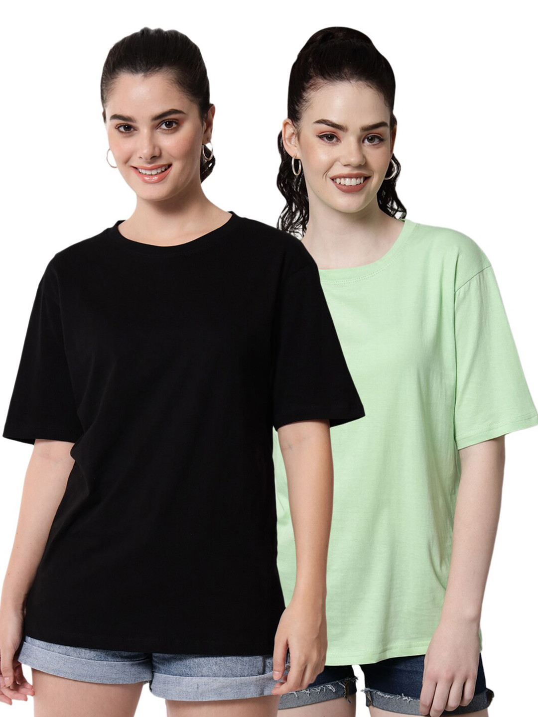 Funday Fashion Pack of 2 Cotton Oversized Fit T-shirts