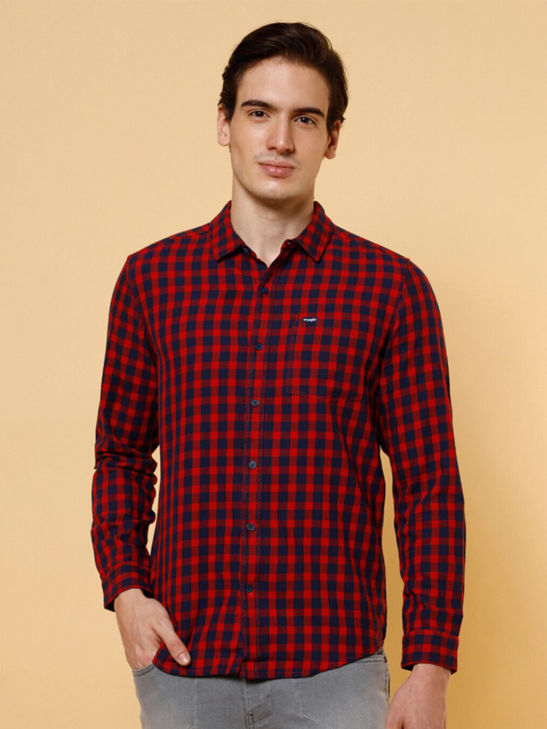 Wrangler Slim Fit Buffalo Checked Cotton Casual Shirt