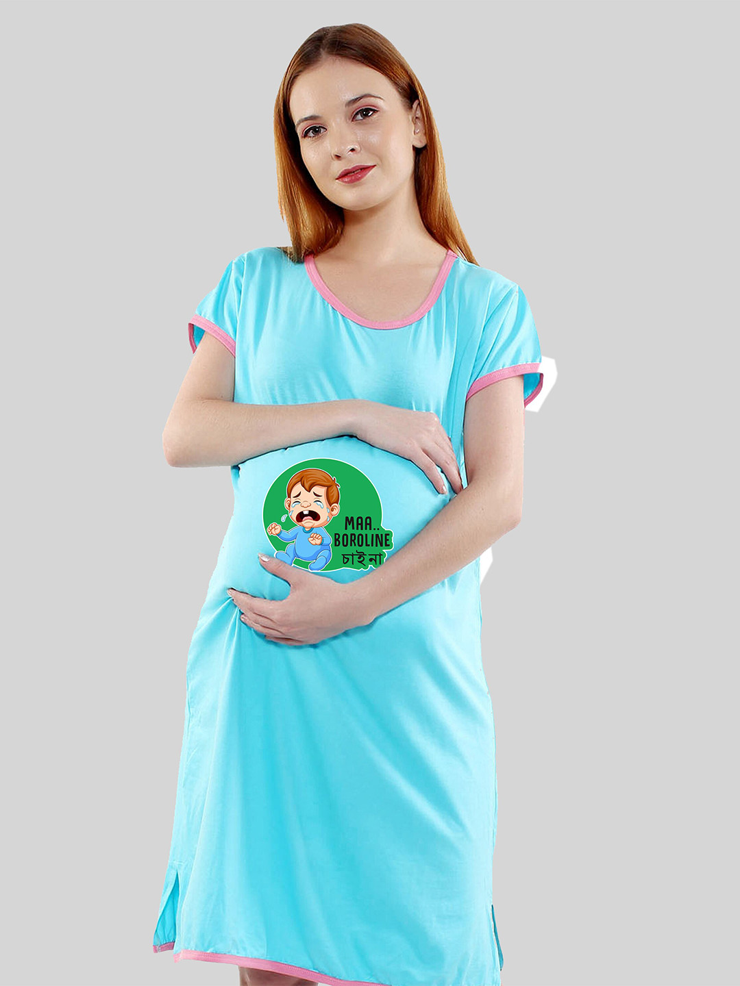 SillyBoom Printed Cotton Maternity T-Shirt Dress