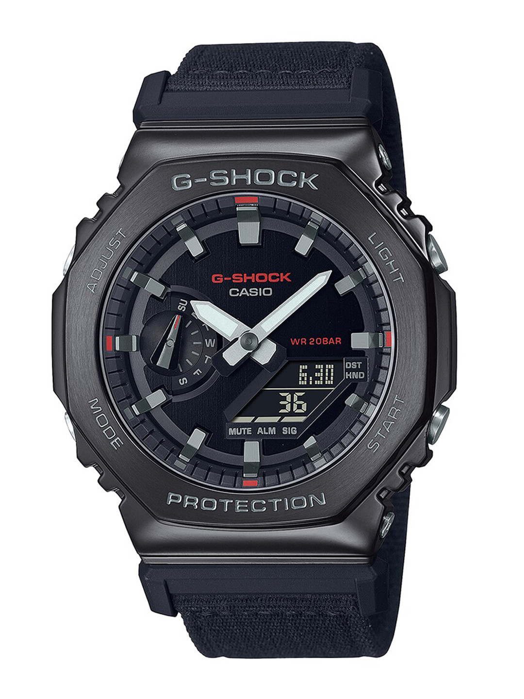 CASIO Men G-Shock G-Steel GM-2100CB-1ADR Black Ana-Digi Dial Black Cloth Band G1373
