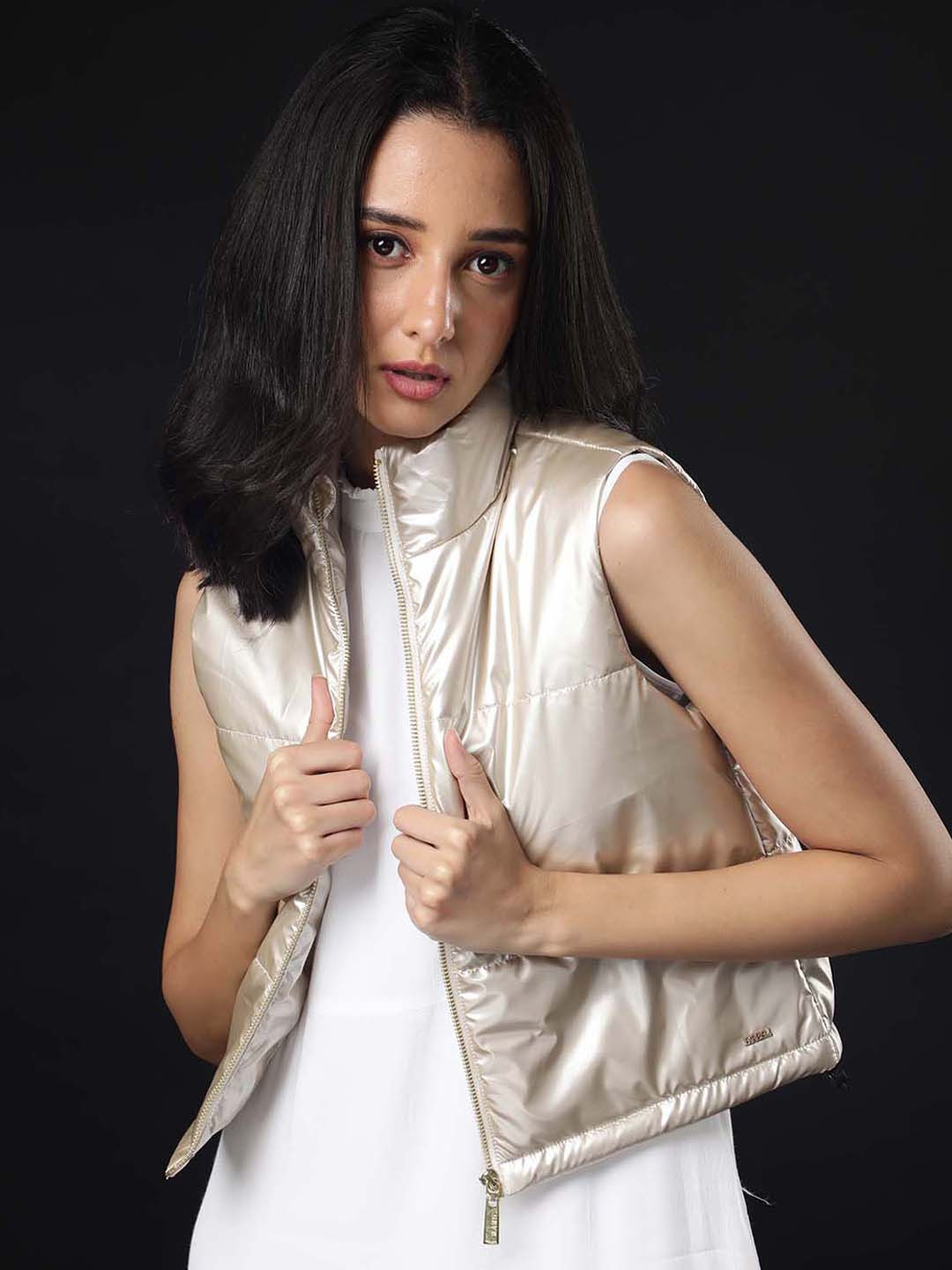 RAREISM Beige Crop Puffer Jacket