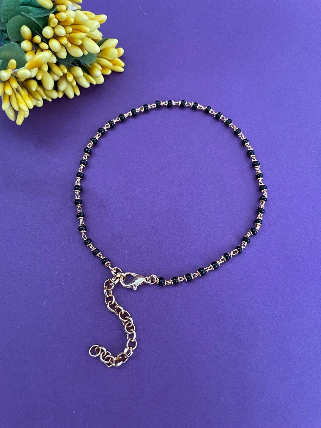 Digital Dress Room Women Gold-Plated Beaded Mangalsutra Bracelet