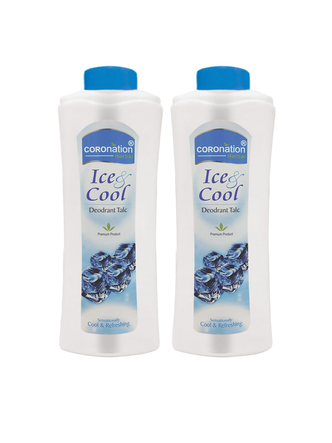 COROnation Herbal Set Of 2 Ice & Cool Refreshing Deodorant Talc Powders - 300g Each