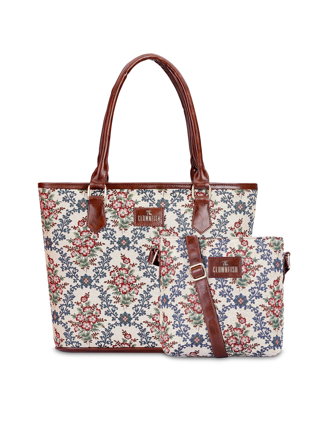 THE CLOWNFISH Linda & Justina Floral Printed Leather Sling Bag & Handbag
