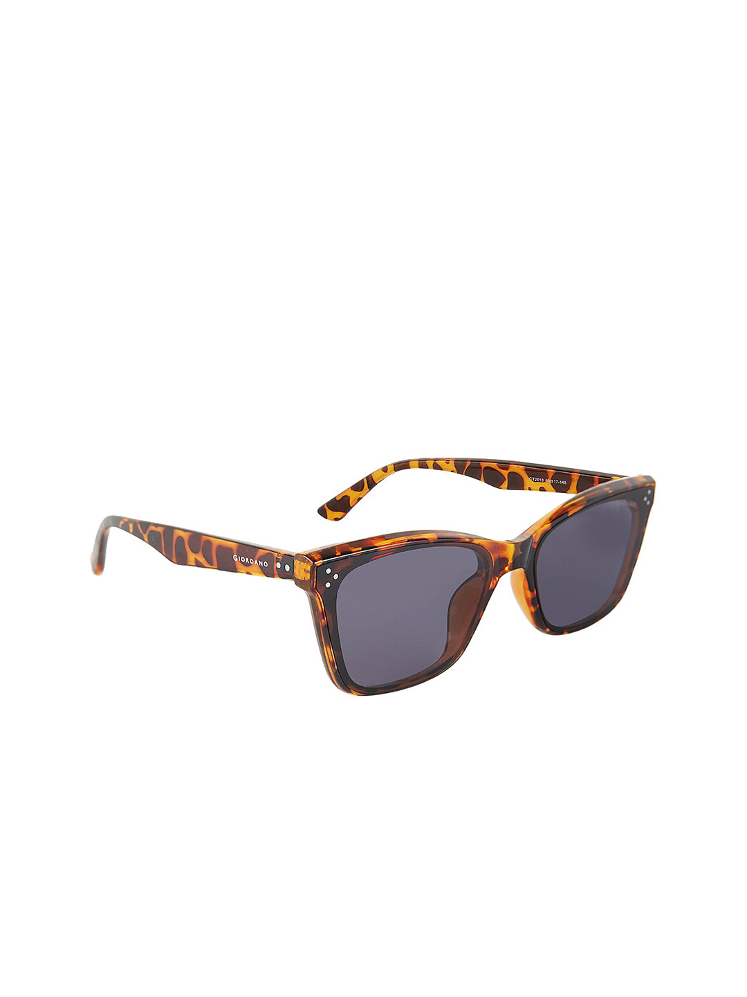 GIORDANO Women Black Lens & Brown Rectangle Sunglasses with Polarised Lens