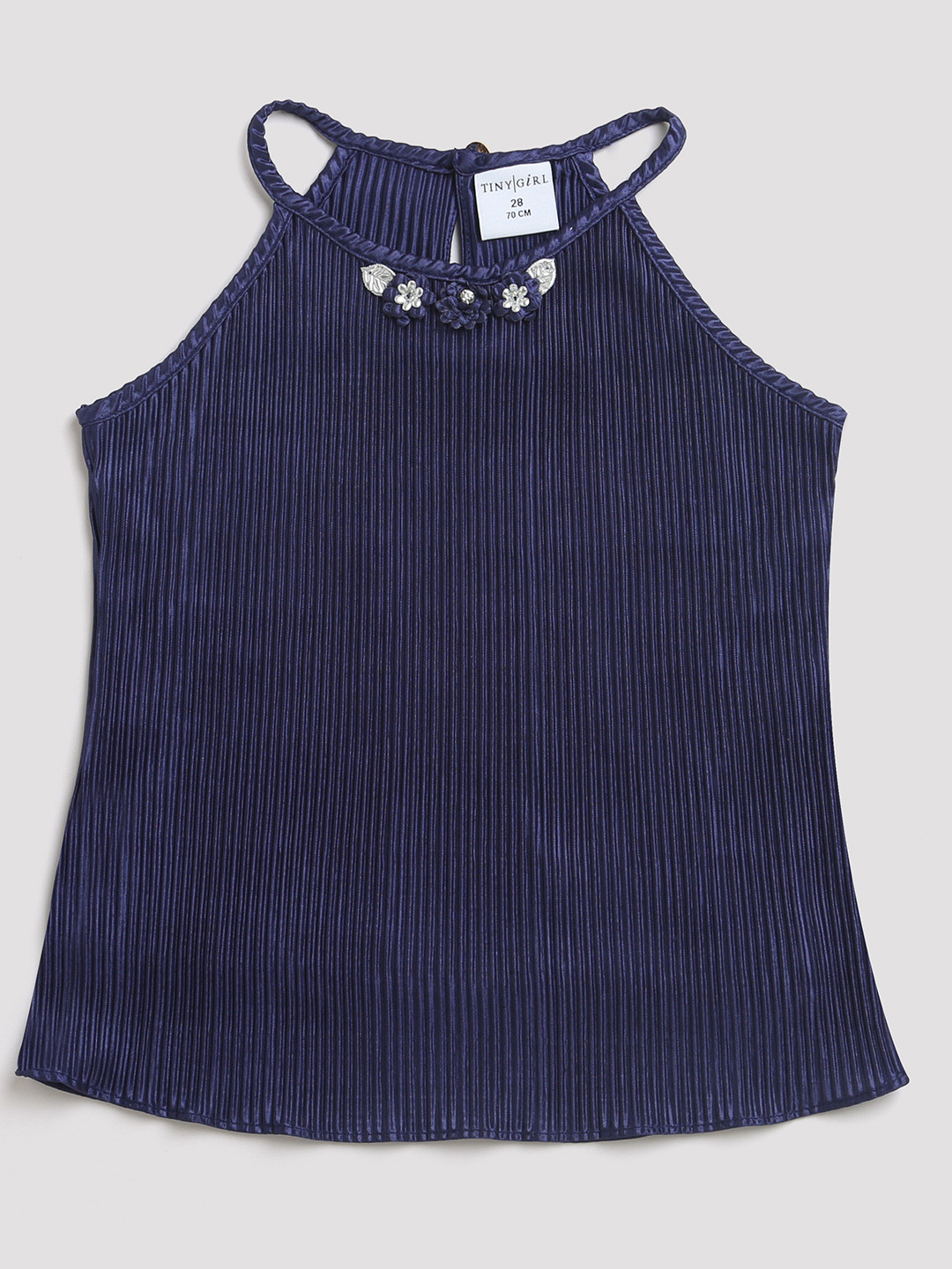 Tiny Girls Striped Gathered Or Pleated Detail Regular Top