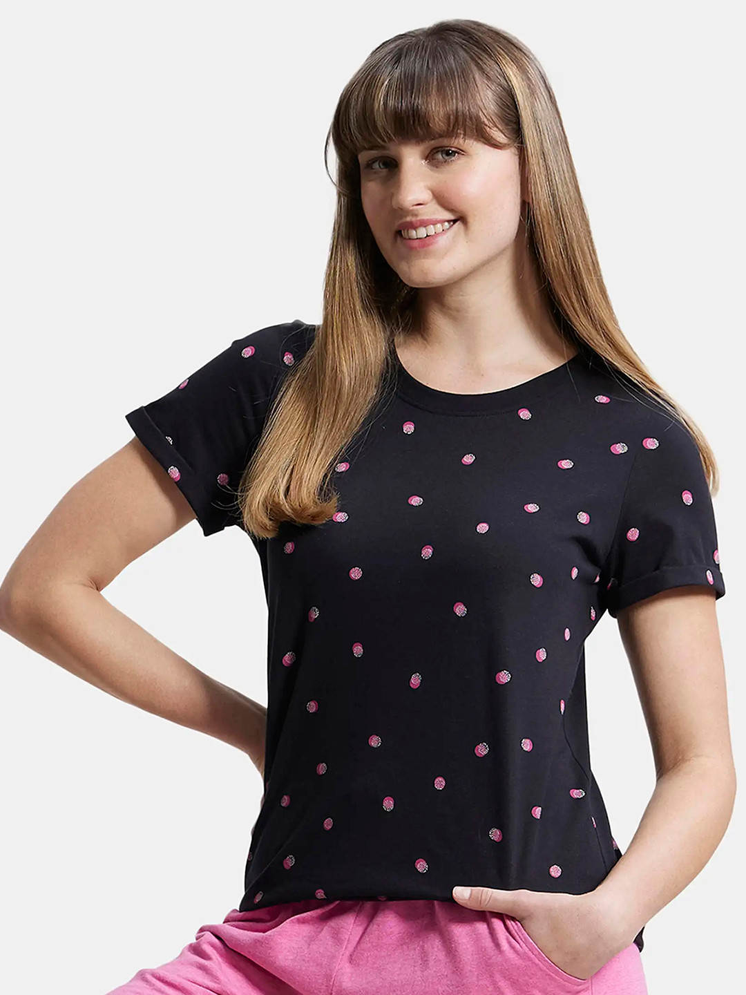 Jockey Super Combed Cotton Printed Fabric Relaxed Fit T-shirt-A144