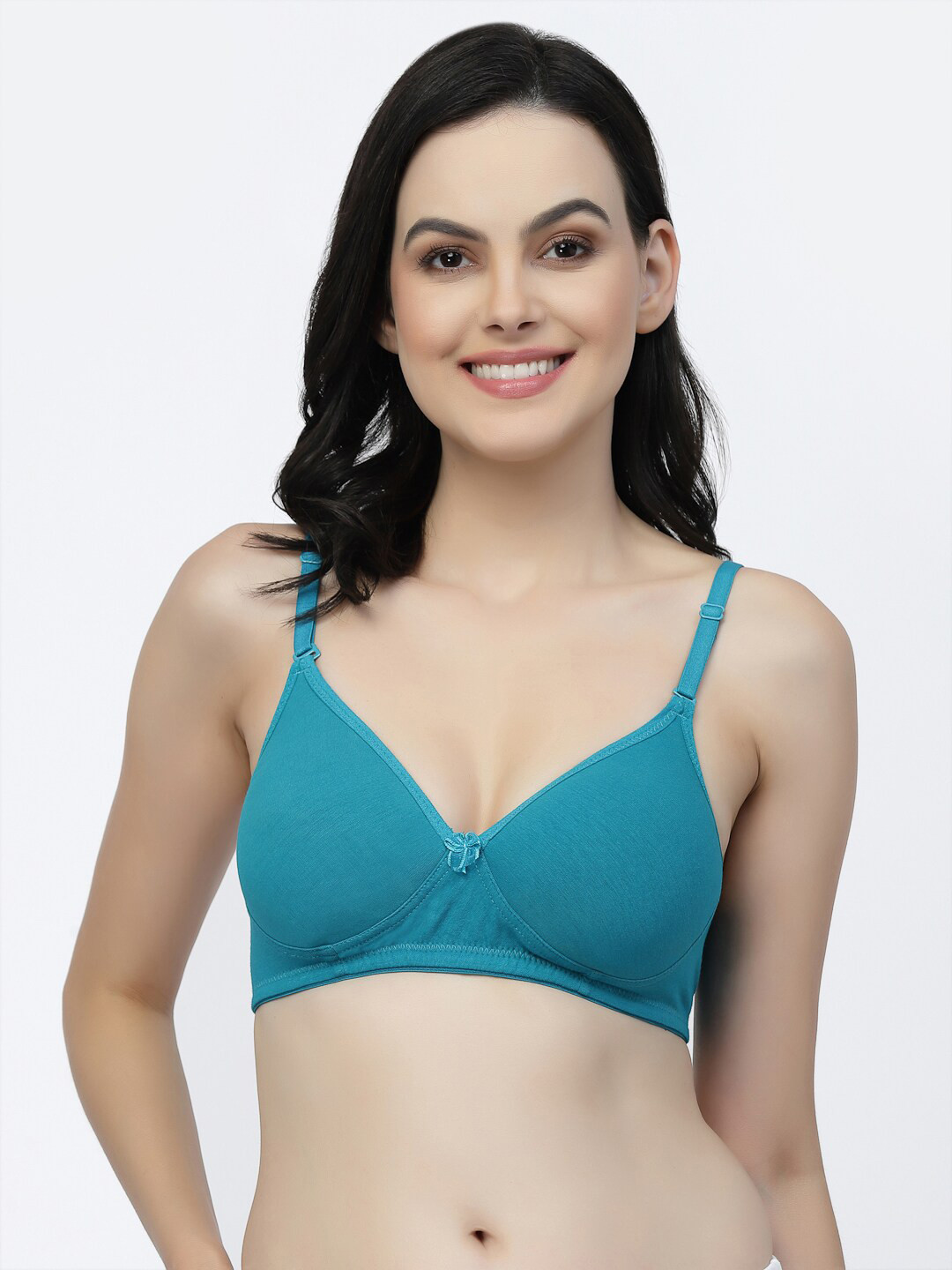 Floret Non-Wired Seamless Padded T-Shirt Bra with Regular and Transparent Both Straps