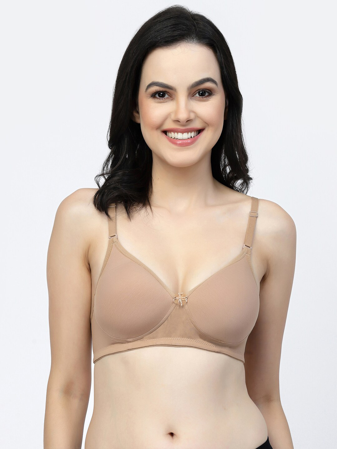 Floret Non-Wired Seamless Padded T-Shirt Bra with Regular and Transparent Both Straps