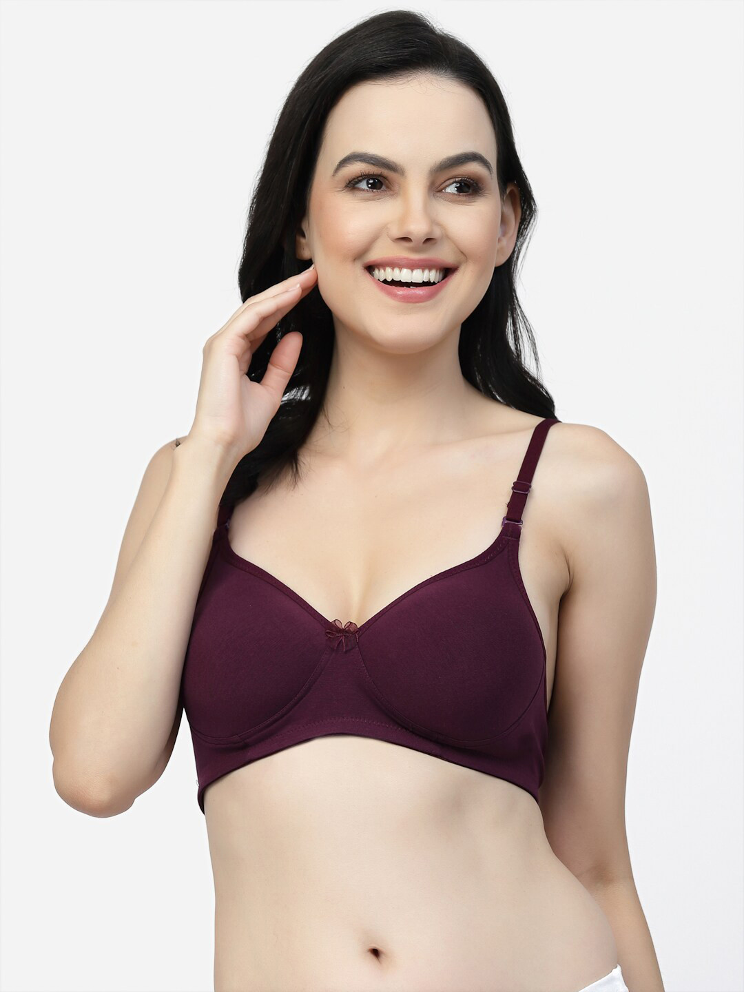 Floret Non-Wired Seamless Padded T-Shirt Bra with Regular and Transparent Both Straps