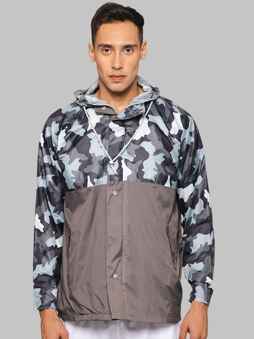 THE CLOWNFISH Napoleon Men Printed Waterproof Double Coating Reversible Rain Jacket