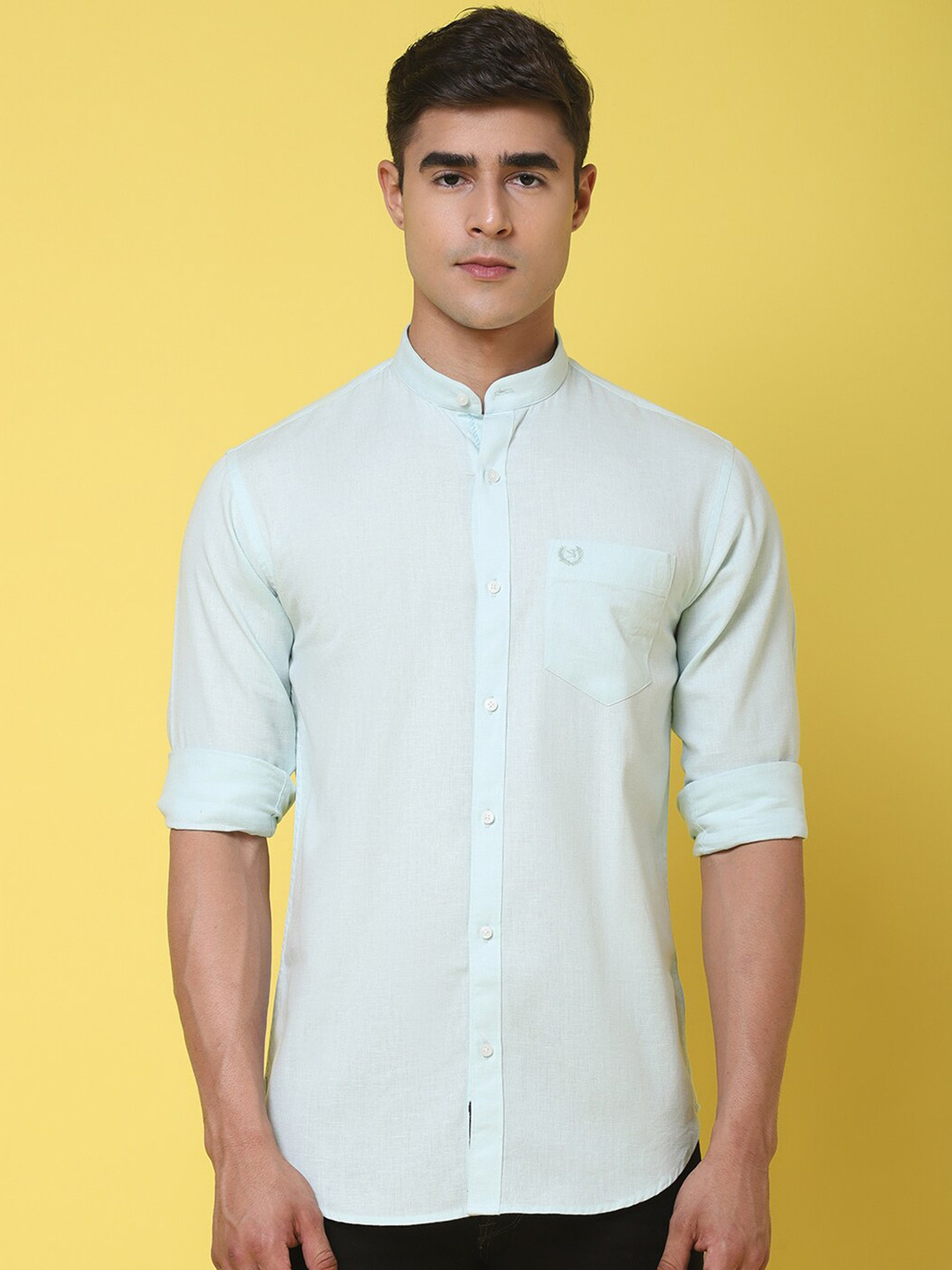 Rodamo Band Collar Slim Fit Cotton Shirt
