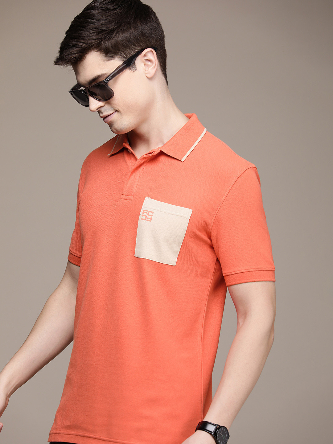 French Connection Polo Collar Pure Cotton T-shirt With Chest Pocket