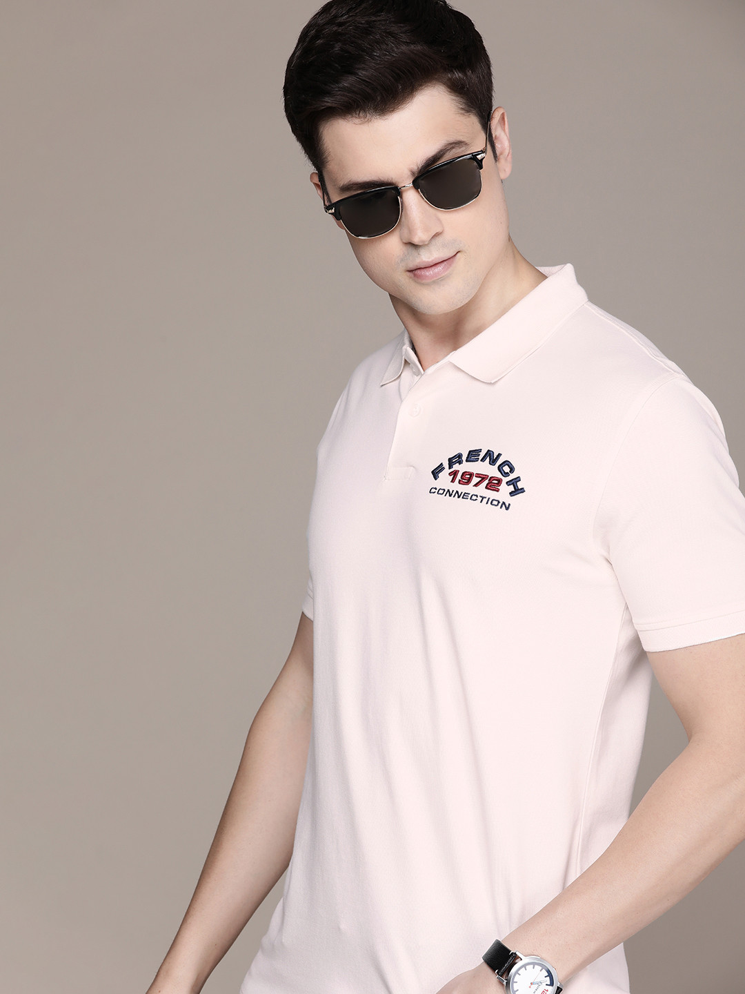 French Connection Brand Logo Printed Polo Collar Casual T-shirt