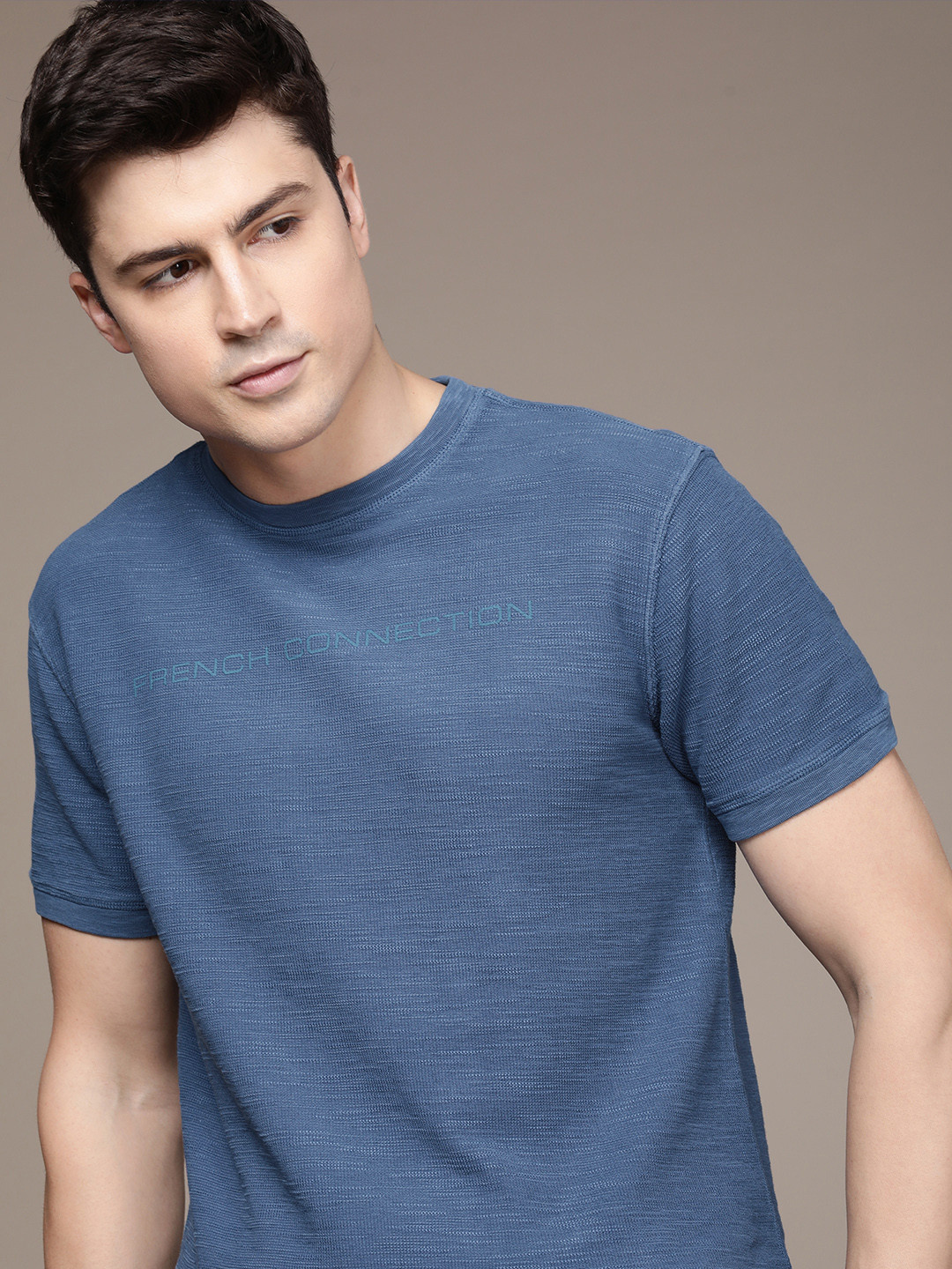 French Connection Brand Logo Embroidered Pure Cotton T-shirt