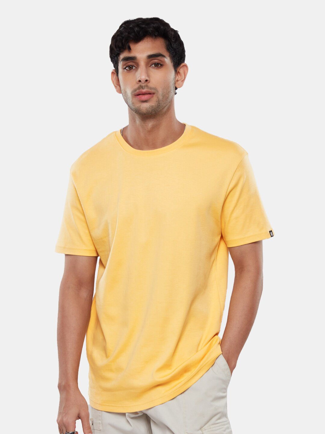The Souled Store Yellow Loose Cotton T-shirt