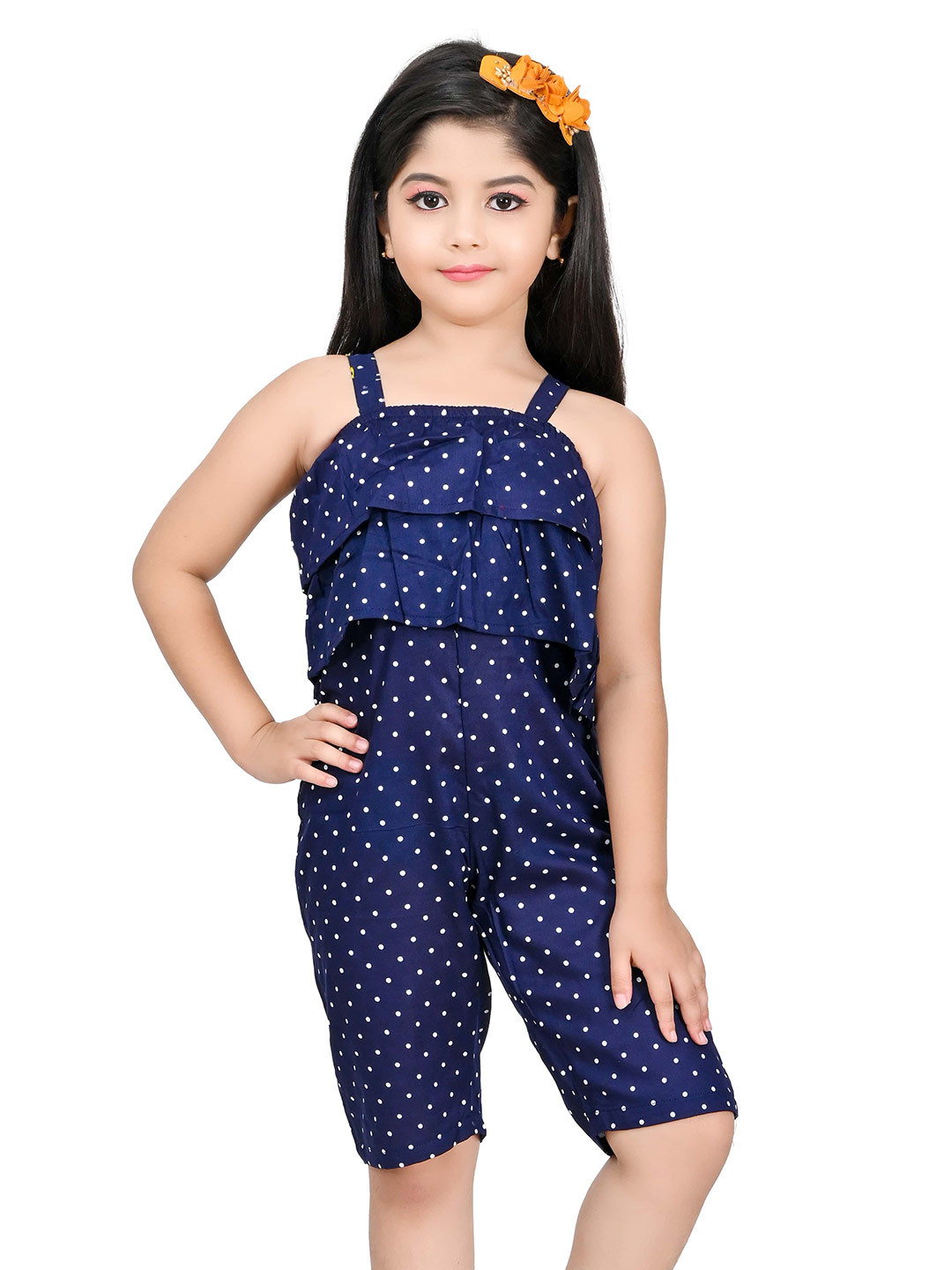 carrydreams Girls Shoulder Straps Printed Capri Jumpsuit