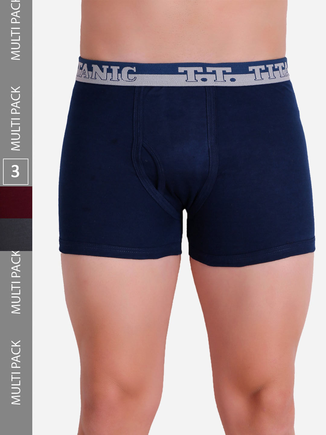 T.T. Men Pack Of 3 Titanic ICD Pure Cotton Long Trunks