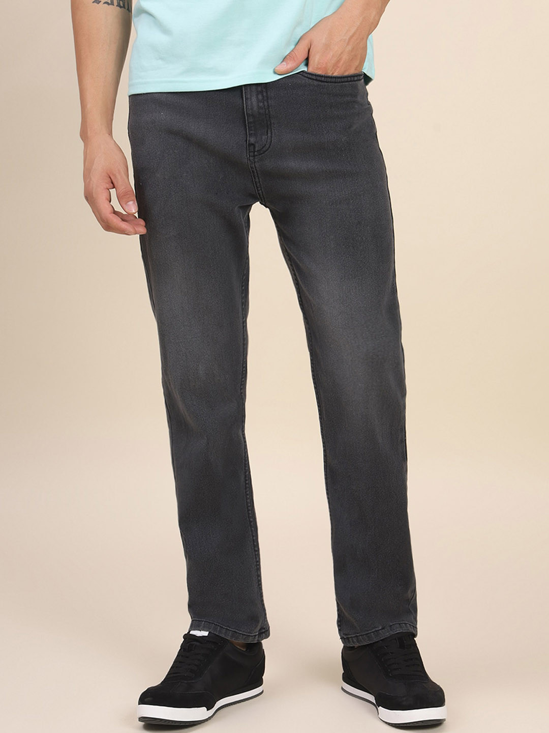 Dennis Lingo Men Mid-Rise Dark Grey Slim Fit Stretchable Jeans