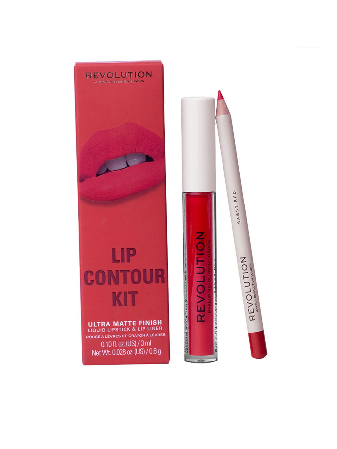 Makeup Revolution London Ultra Matte Finish Lip Contour Kit - Sassy Red