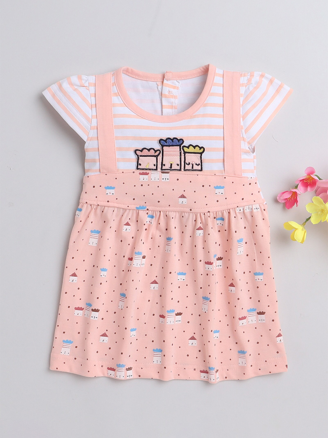 BUMZEE Infant Girls Print Flutter Sleeve Fit & Flare Dress