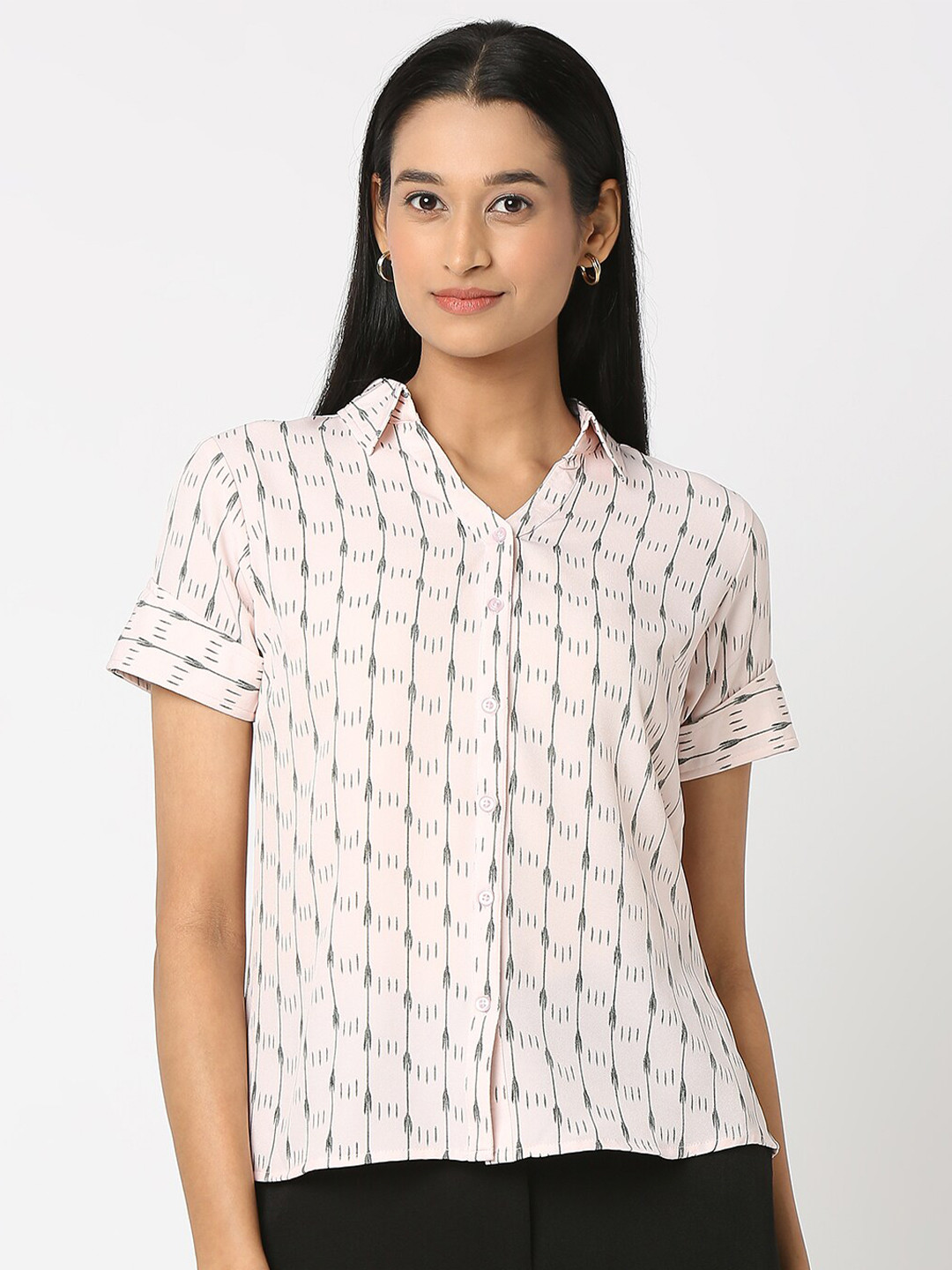 NOT SO PINK Smart Vertical Striped Spread Collar Casual Shirt
