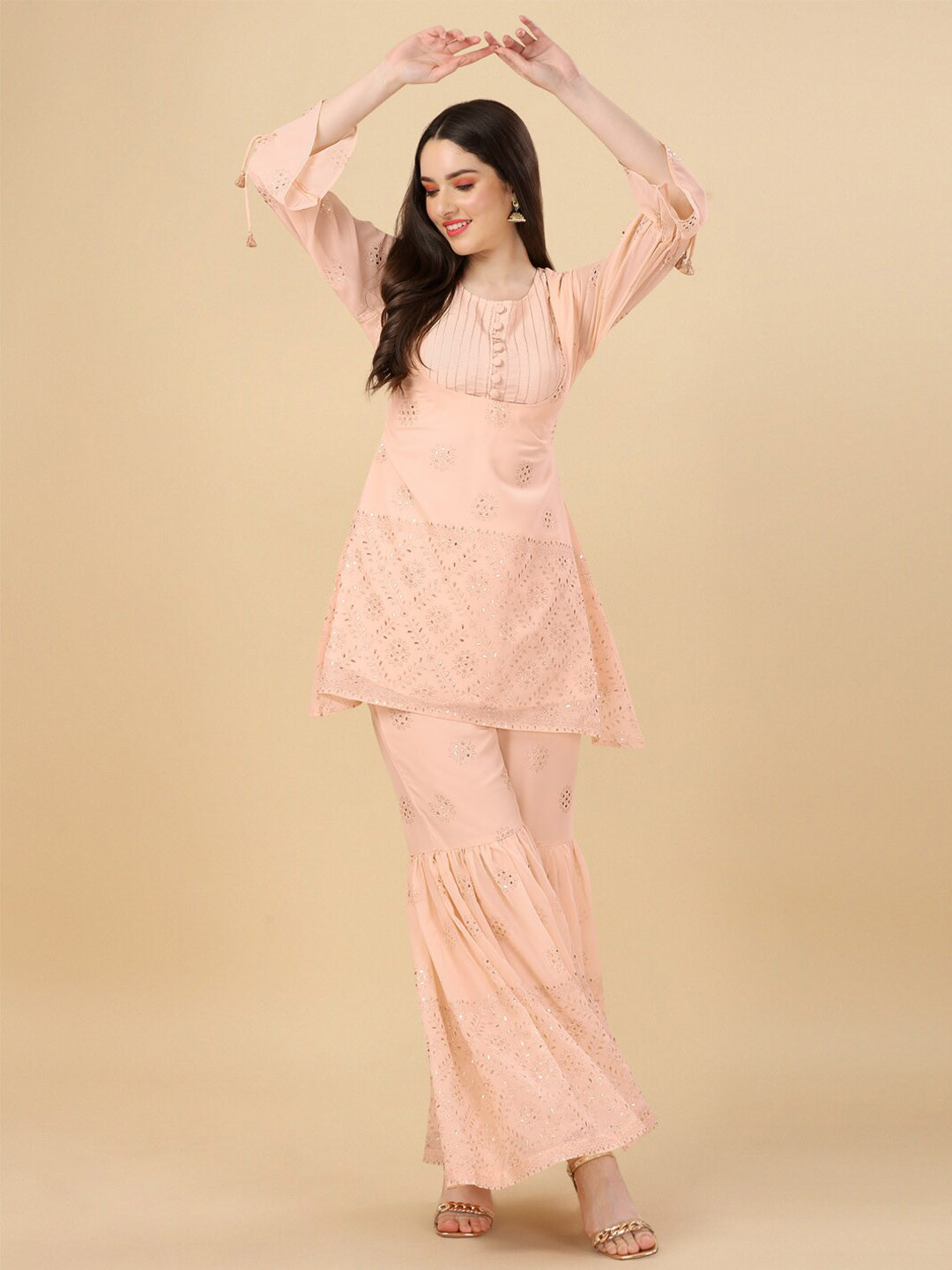 PMD Fashion Ethnic Motif Printed Sharara With Top & Kurti