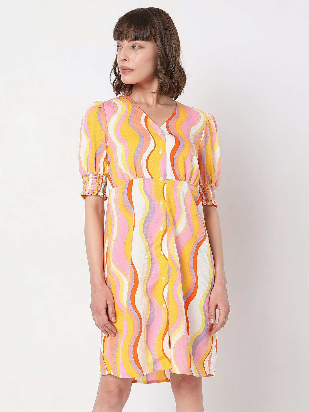 Vero Moda Abstract Printed A-Line A-Line Dress
