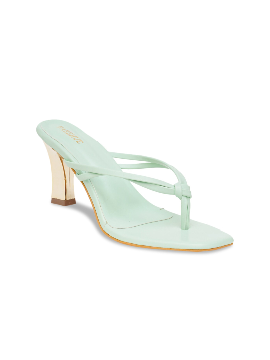 FABBHUE Open Toes T-Straps Slip On Block Heels