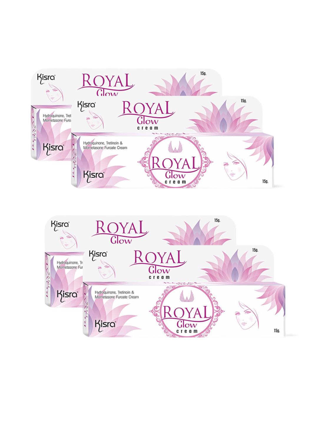 KISRA Royal Glow Set Of 4 Cream For Skin Hydrating & Glowing Look - 15 gm Each