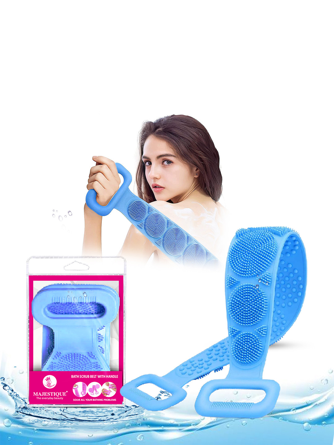 MAJESTIQUE Silicone Bath Body & Skin Brush Belt - Assorted Color