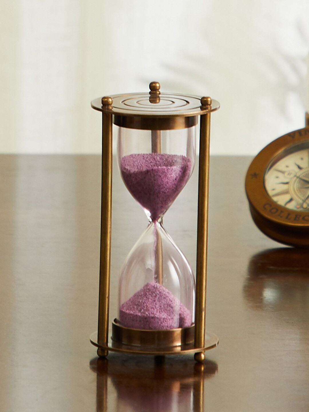 Home Centre Beige & Pink Hourglass Table Accent Showpiece