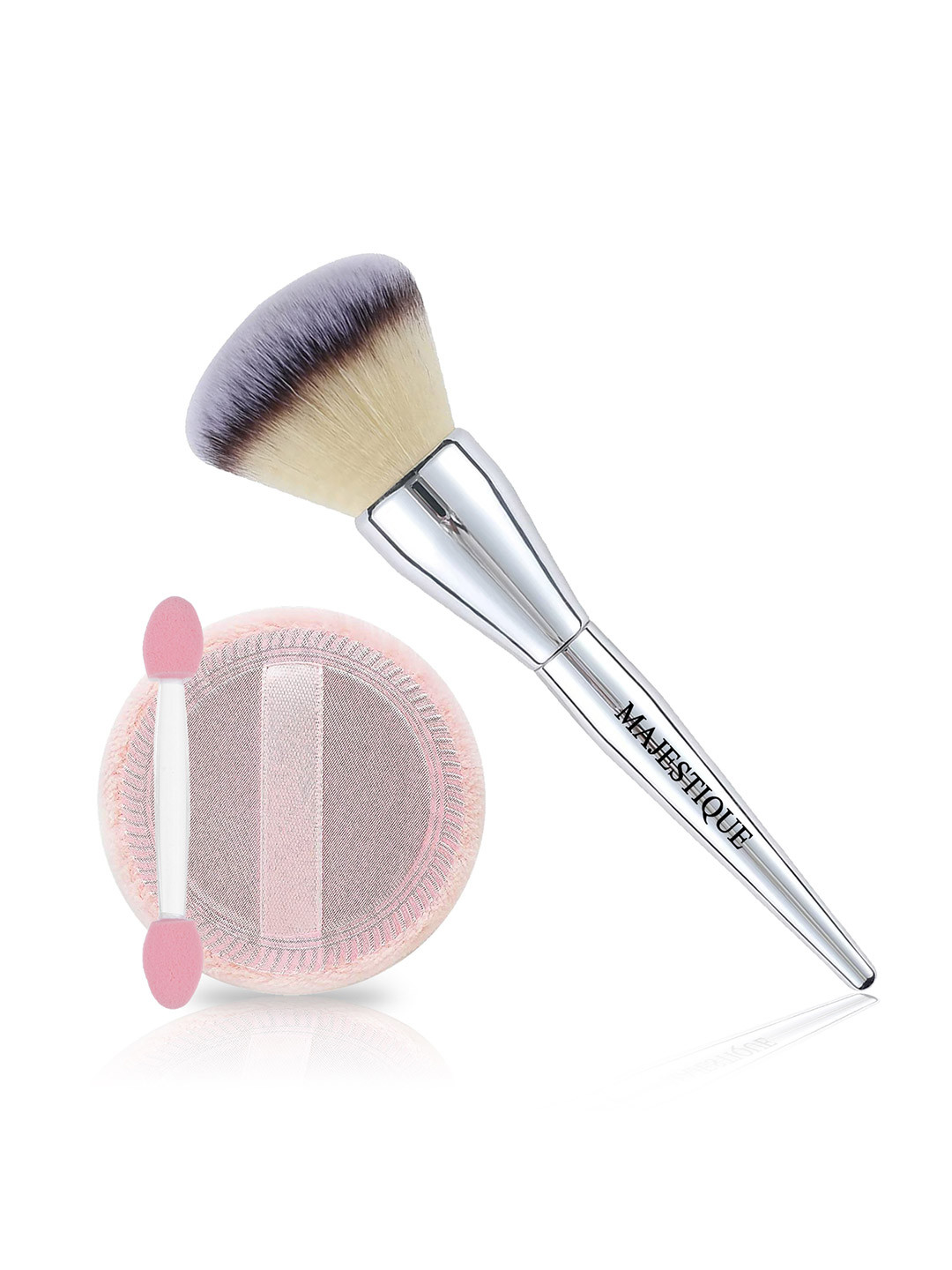 MAJESTIQUE Set Of Cushion Powder Puff & Large Foundation Brush - Assorted