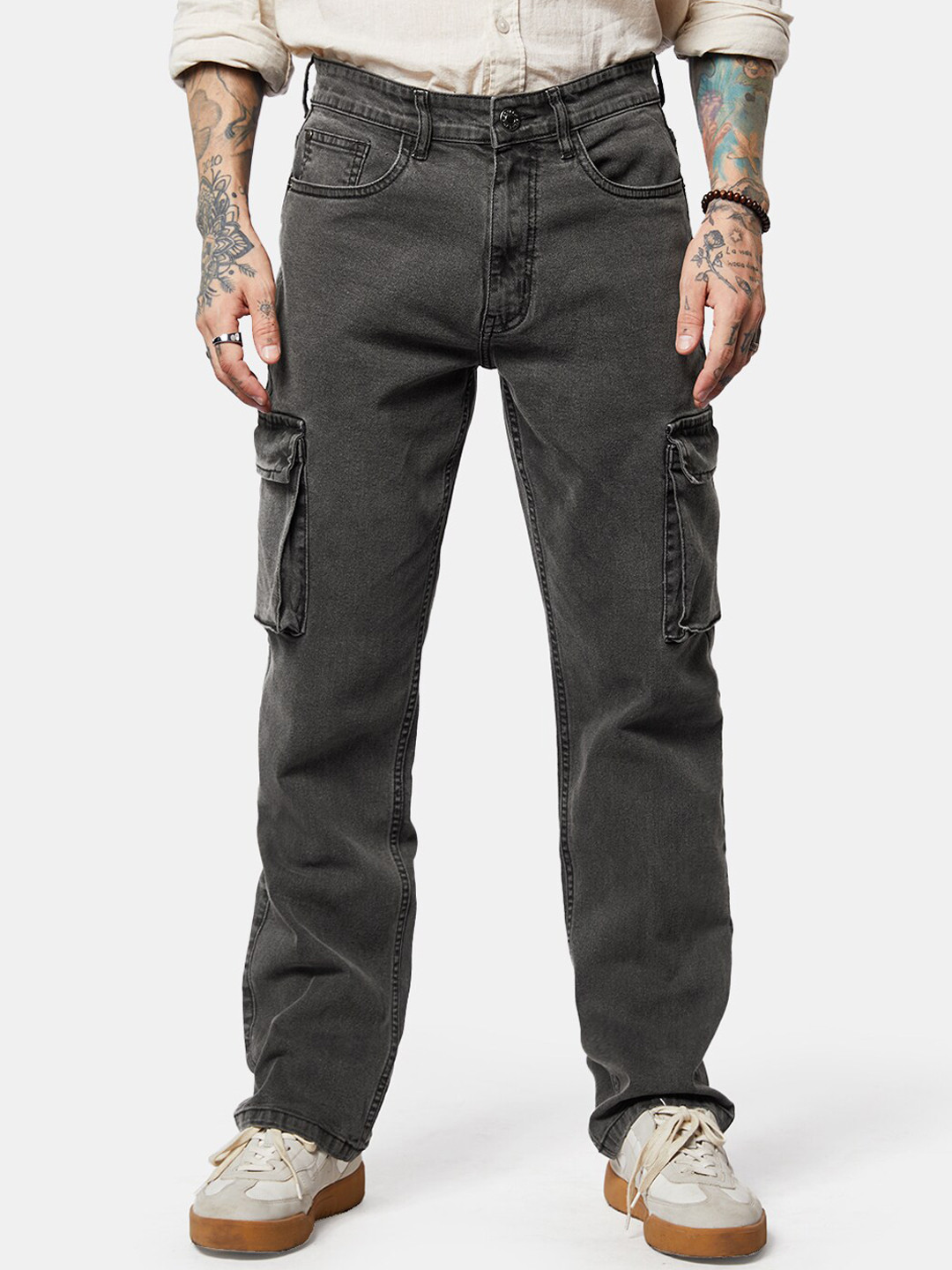 The Souled Store Men Straight Fit Clean Look Cotton Jeans